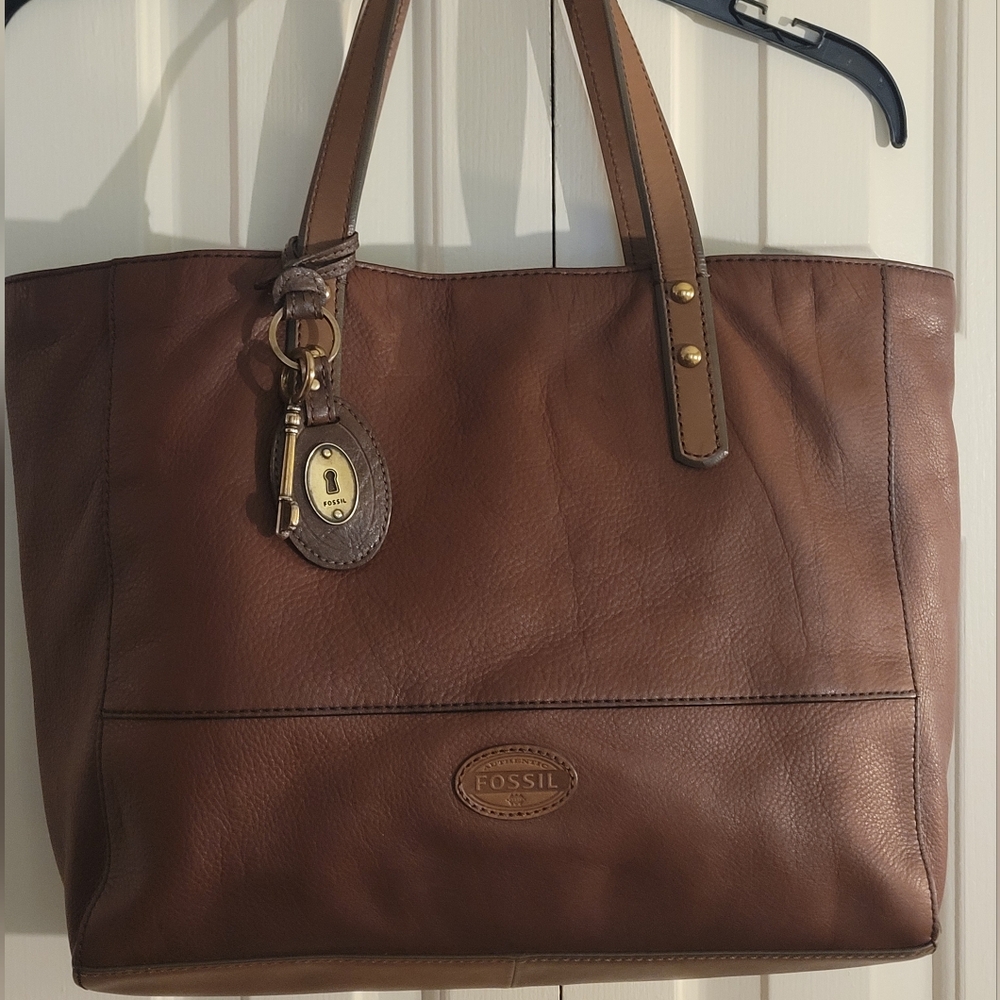 Fossil 2 tone leather convertible tote